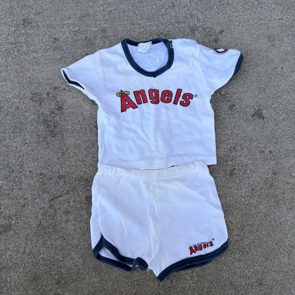 Vintage MLB Baby Farm California Angels 12 Months Top & Bottom Hong Kong Made